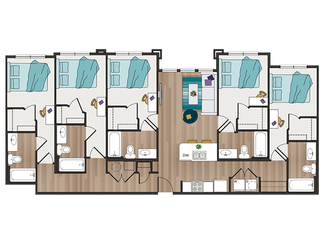 E2 Five-Bedroom Floor Plan