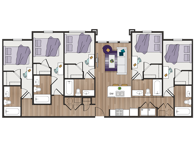 E1 Five-Bedroom Floor Plan