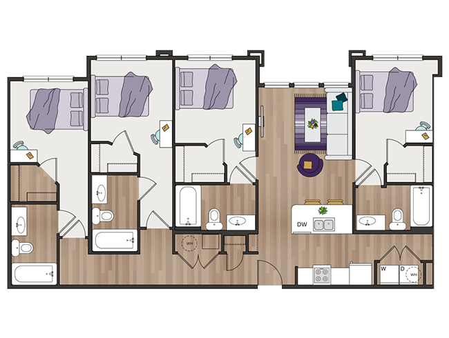 D2 Four-Bedroom Floor Plan