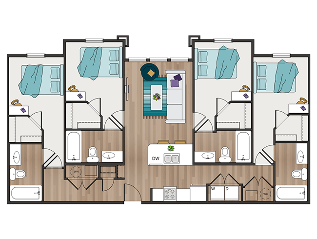 D1 Four-Bedroom Floor Plan