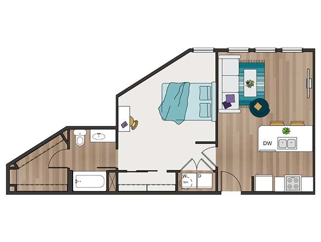 A1 One-Bedroom Floor Plan