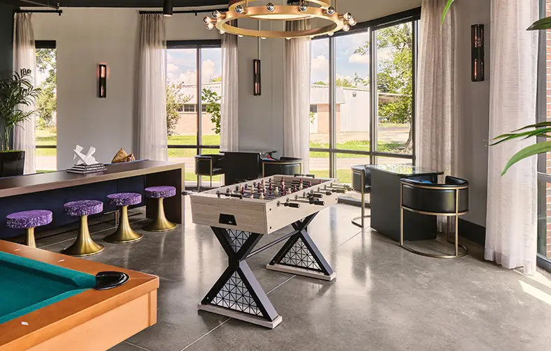 Game room with a foosball table